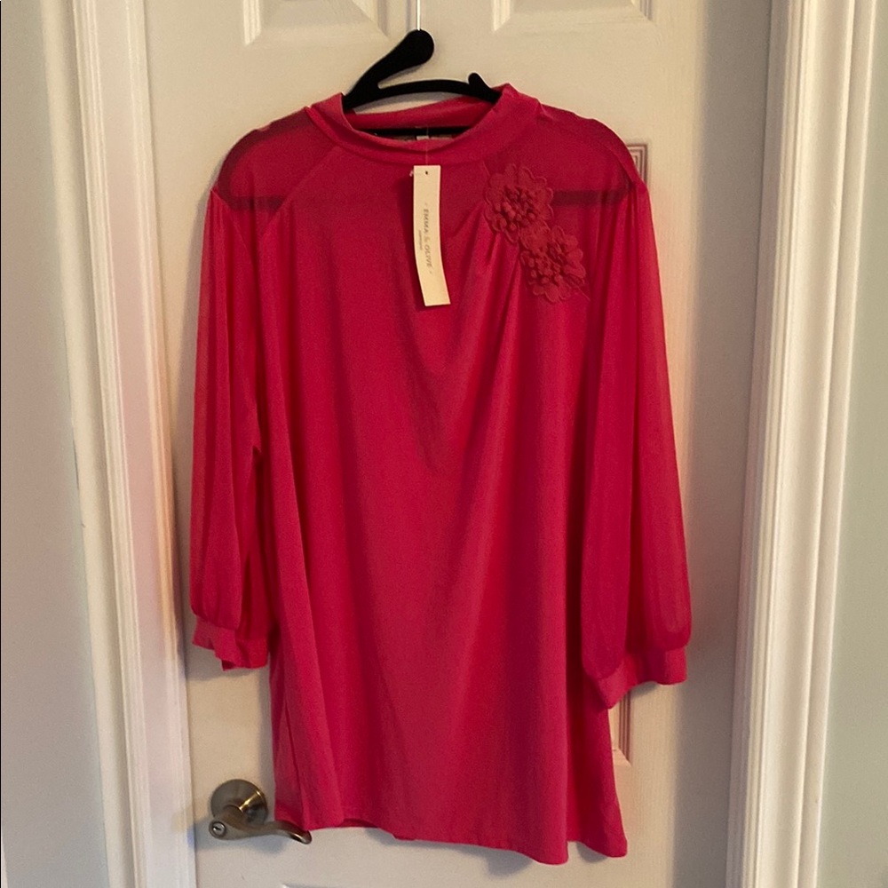 Women's Pink Top with Floral Detail